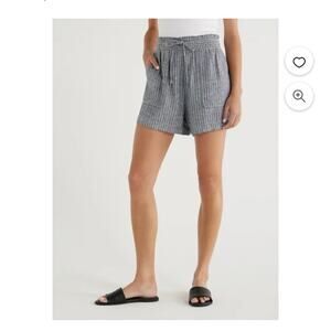 Blue Striped Casual Shorts